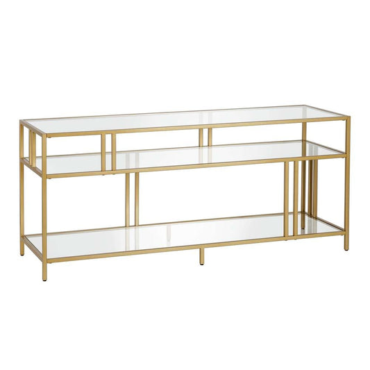 Hudson & Canal - Cortland Rectangular TV Stand with Glass Shelves for TVs up to 60in in Brass - TV0488 veiw 1
