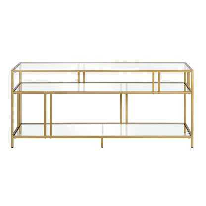 Hudson & Canal - Cortland Rectangular TV Stand with Glass Shelves for TVs up to 60in in Brass - TV0488 veiw 3