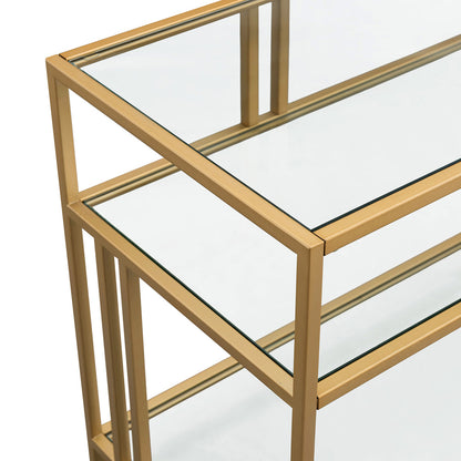 Hudson & Canal - Cortland Rectangular TV Stand with Glass Shelves for TVs up to 60in in Brass - TV0488