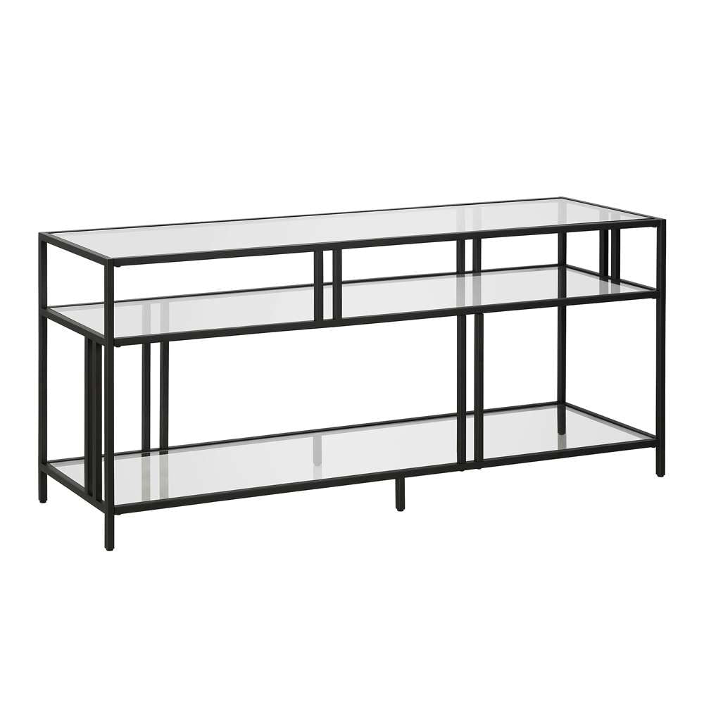 Hudson & Canal - Cortland Rectangular TV Stand with Glass Shelves for TVs up to 60in in Blackened Bronze - TV0487 veiw 1