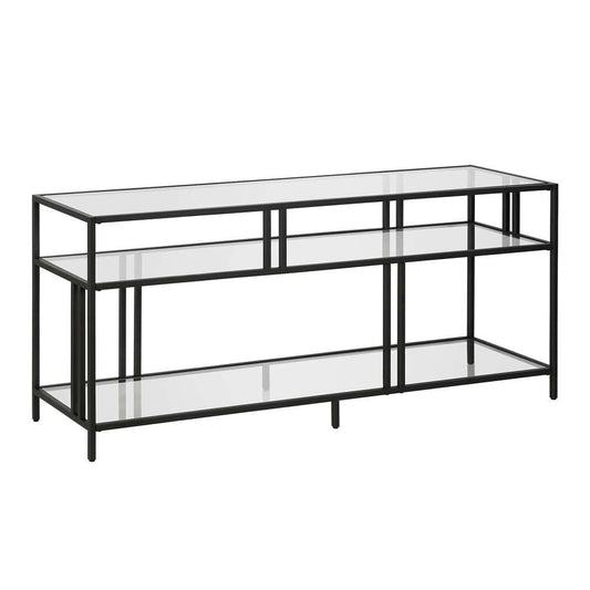 Hudson & Canal - Cortland Rectangular TV Stand with Glass Shelves for TVs up to 60in in Blackened Bronze - TV0487 veiw 1