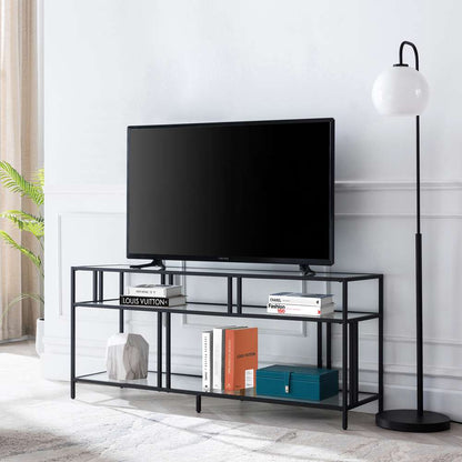 Hudson & Canal - Cortland Rectangular TV Stand with Glass Shelves for TVs up to 60in in Blackened Bronze - TV0487 veiw 2