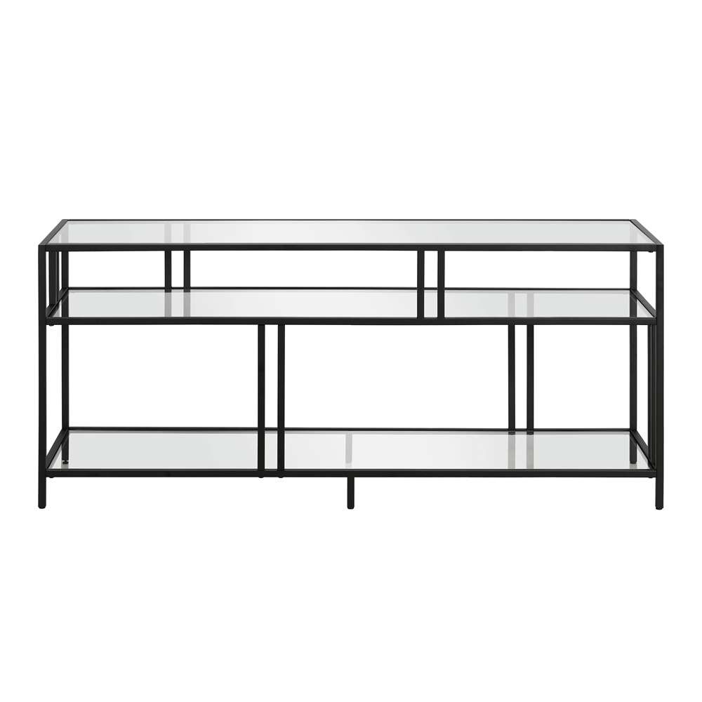 Hudson & Canal - Cortland Rectangular TV Stand with Glass Shelves for TVs up to 60in in Blackened Bronze - TV0487 veiw 3