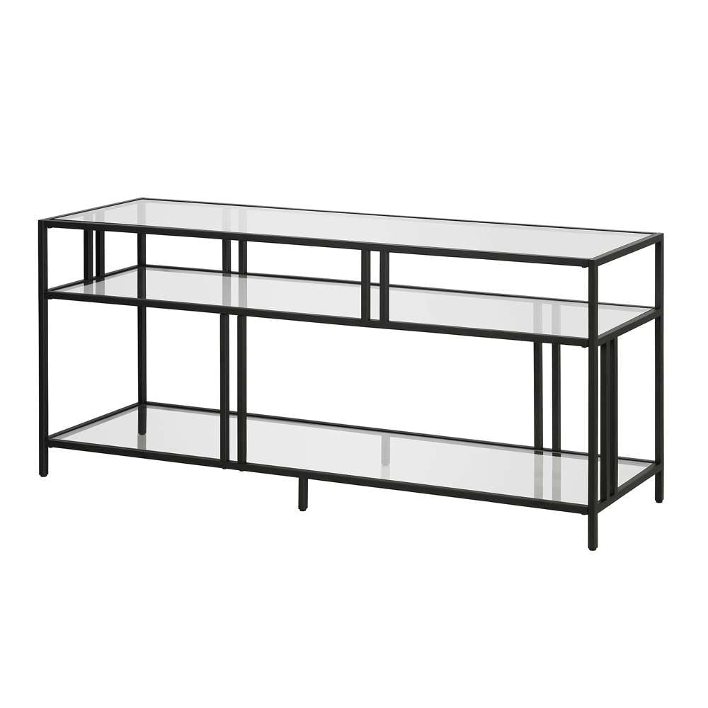 Hudson & Canal - Cortland Rectangular TV Stand with Glass Shelves for TVs up to 60in in Blackened Bronze - TV0487 veiw 4