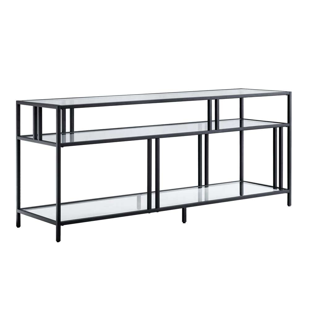 Hudson & Canal - Cortland Rectangular TV Stand with Glass Shelves for TVs up to 60in in Blackened Bronze - TV0487 veiw 5
