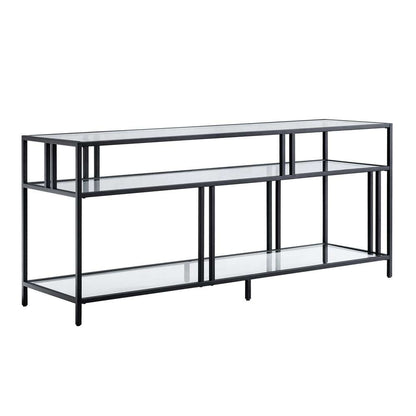 Hudson & Canal - Cortland Rectangular TV Stand with Glass Shelves for TVs up to 60in in Blackened Bronze - TV0487 veiw 5