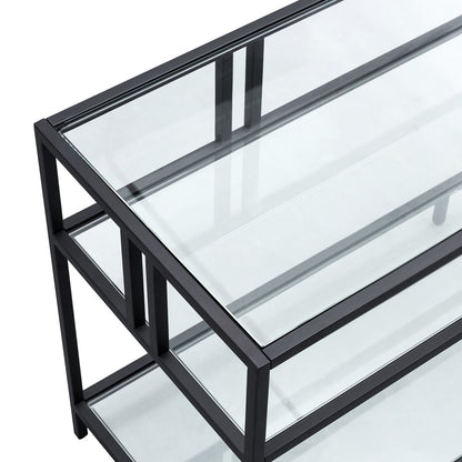 Hudson & Canal - Cortland Rectangular TV Stand with Glass Shelves for TVs up to 60in in Blackened Bronze - TV0487