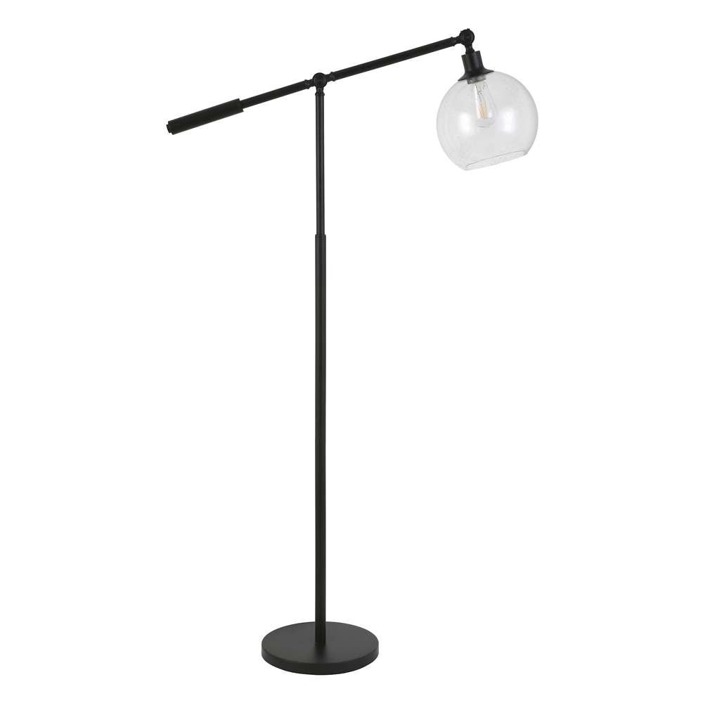 Hudson & Canal - Dardan 60.62in Tall Floor Lamp with Glass Shade in Blackened Bronze/Seeded - FL0118 veiw 1