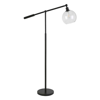 Hudson & Canal - Dardan 60.62in Tall Floor Lamp with Glass Shade in Blackened Bronze/Seeded - FL0118 veiw 1