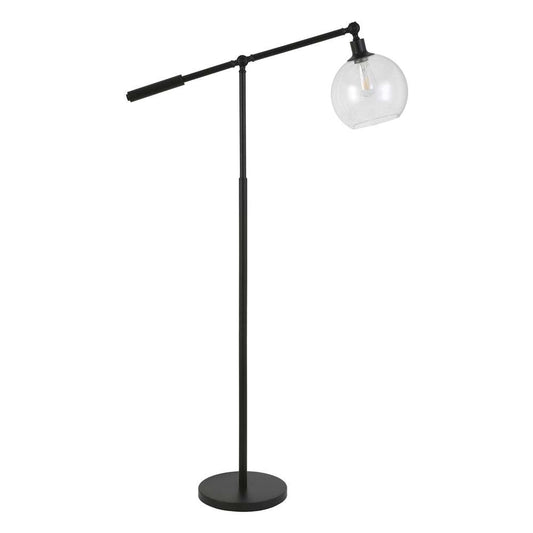 Hudson & Canal - Dardan 60.62in Tall Floor Lamp with Glass Shade in Blackened Bronze/Seeded - FL0118 veiw 1