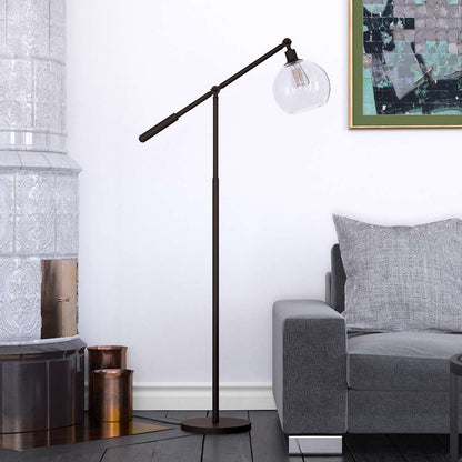 Hudson & Canal - Dardan 60.62in Tall Floor Lamp with Glass Shade in Blackened Bronze/Seeded - FL0118 veiw 2
