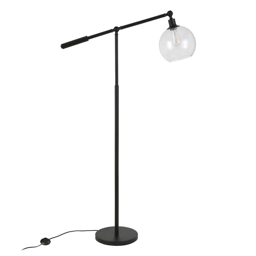 Hudson & Canal - Dardan 60.62in Tall Floor Lamp with Glass Shade in Blackened Bronze/Seeded - FL0118 veiw 3