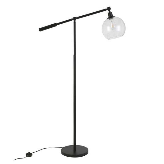 Hudson & Canal - Dardan 60.62in Tall Floor Lamp with Glass Shade in Blackened Bronze/Seeded - FL0118 veiw 3