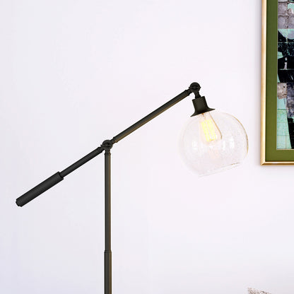 Hudson & Canal - Dardan 60.62in Tall Floor Lamp with Glass Shade in Blackened Bronze/Seeded - FL0118