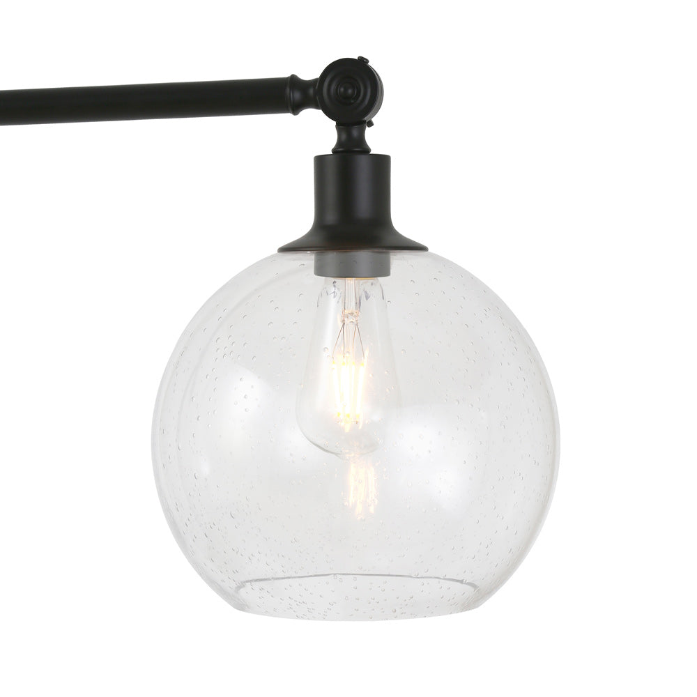 Hudson & Canal - Dardan 60.62in Tall Floor Lamp with Glass Shade in Blackened Bronze/Seeded - FL0118