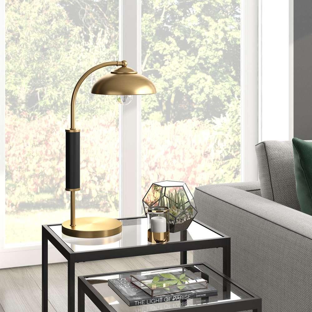 Hudson & Canal - Denton 24in Tall Two-Tone Table Lamp with Metal Shade in Brass/Matte Black/Brass - TL1205 veiw 2
