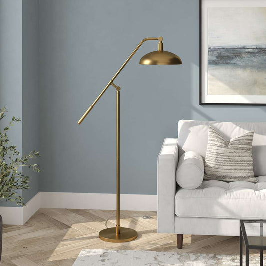 Hudson & Canal - Devon Boom Arm Floor Lamp with Metal Shade in Brass/Brass - FL1194 veiw 2