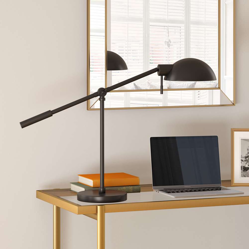 Hudson & Canal - Dexter 23.25in Tall Boom Arm Table Lamp with Metal Shade in Blackened Bronze/Blackened Bronze - TL1023 veiw 2