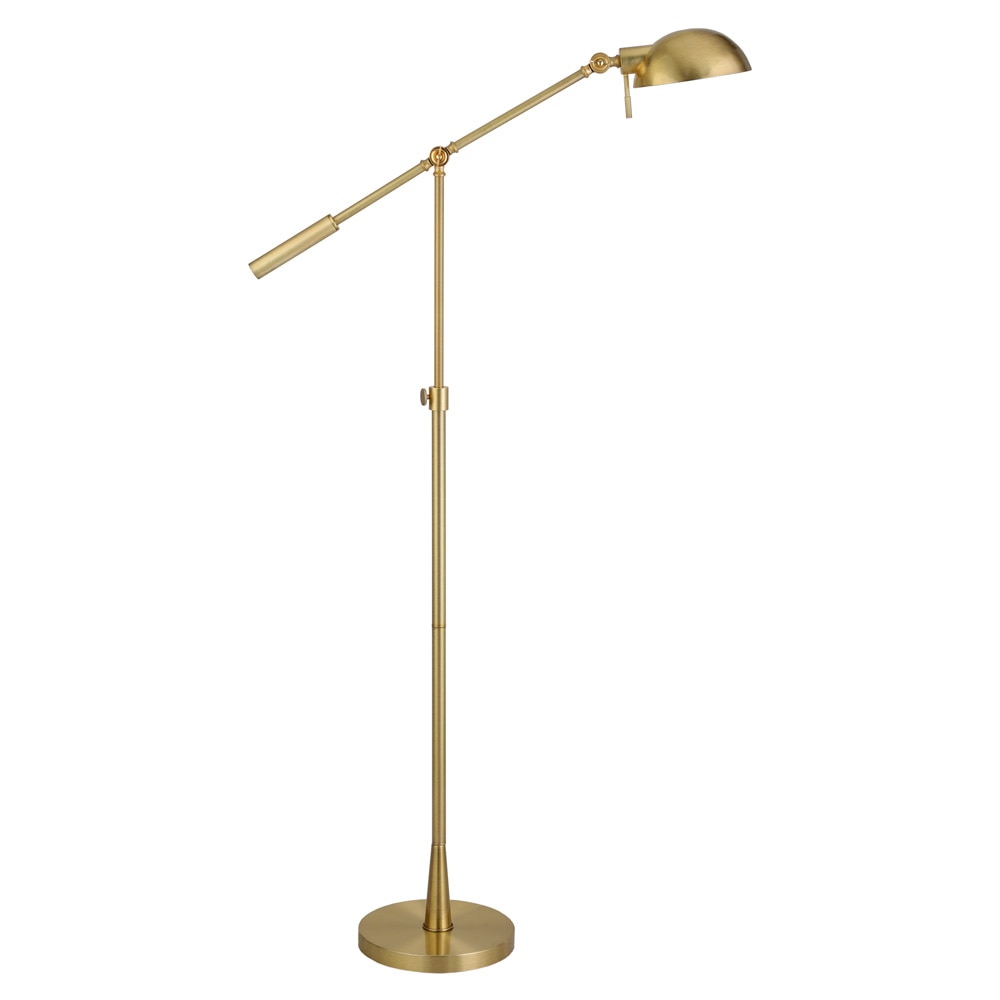 Hudson & Canal - Dexter Height Adjustable/Tilting Floor Lamp with Metal Shade in Brushed Brass/Brushed Brass - FL1593 veiw 1