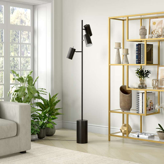 Hudson & Canal - Dorset 3-Light Floor Lamp with Metal Shades in Blackened Bronze/Blackened Bronze - FL1577 veiw 2