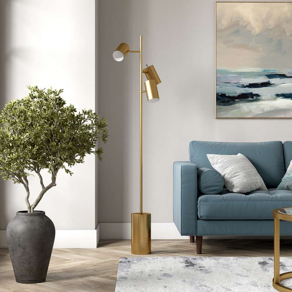 Hudson & Canal - Dorset 3-Light Floor Lamp with Metal Shades in Brass/Brass - FL1578 veiw 2