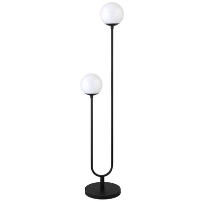 Hudson & Canal - Dufrene 2-Light Floor Lamp with Glass Shades in Blackened Bronze/White Milk - FL1572 veiw 1