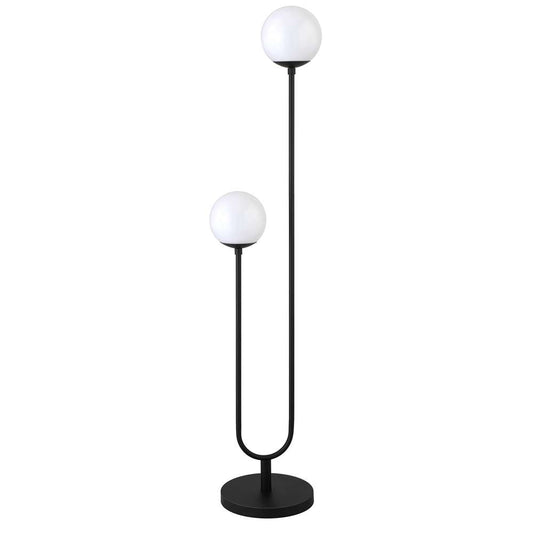 Hudson & Canal - Dufrene 2-Light Floor Lamp with Glass Shades in Blackened Bronze/White Milk - FL1572 veiw 1
