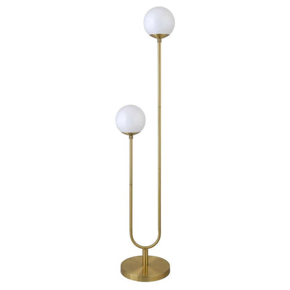 Hudson & Canal - Dufrene 2-Light Floor Lamp with Glass Shades in Brass/White Milk - FL1573 veiw 1
