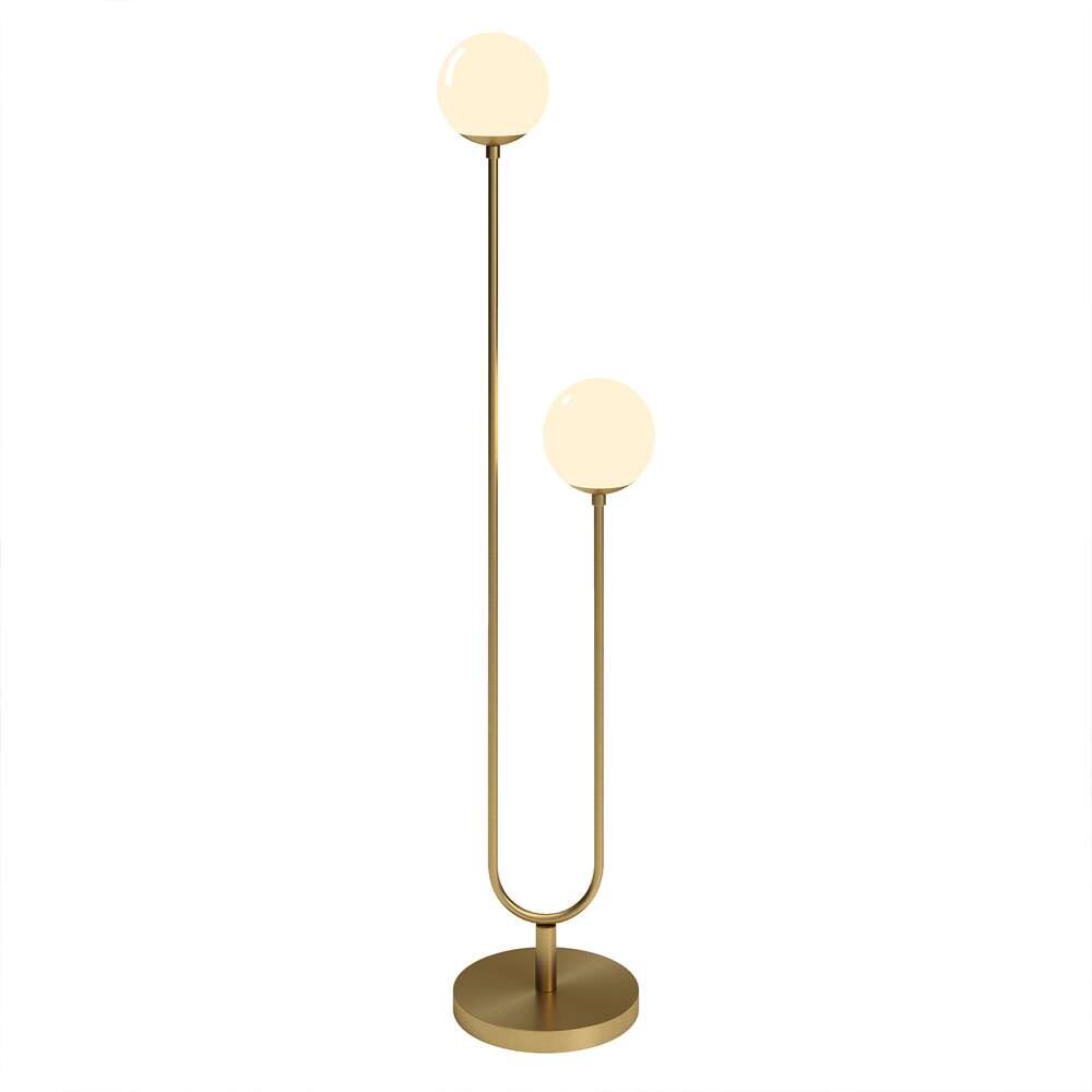 Hudson & Canal - Dufrene 2-Light Floor Lamp with Glass Shades in Brass/White Milk - FL1573 veiw 3