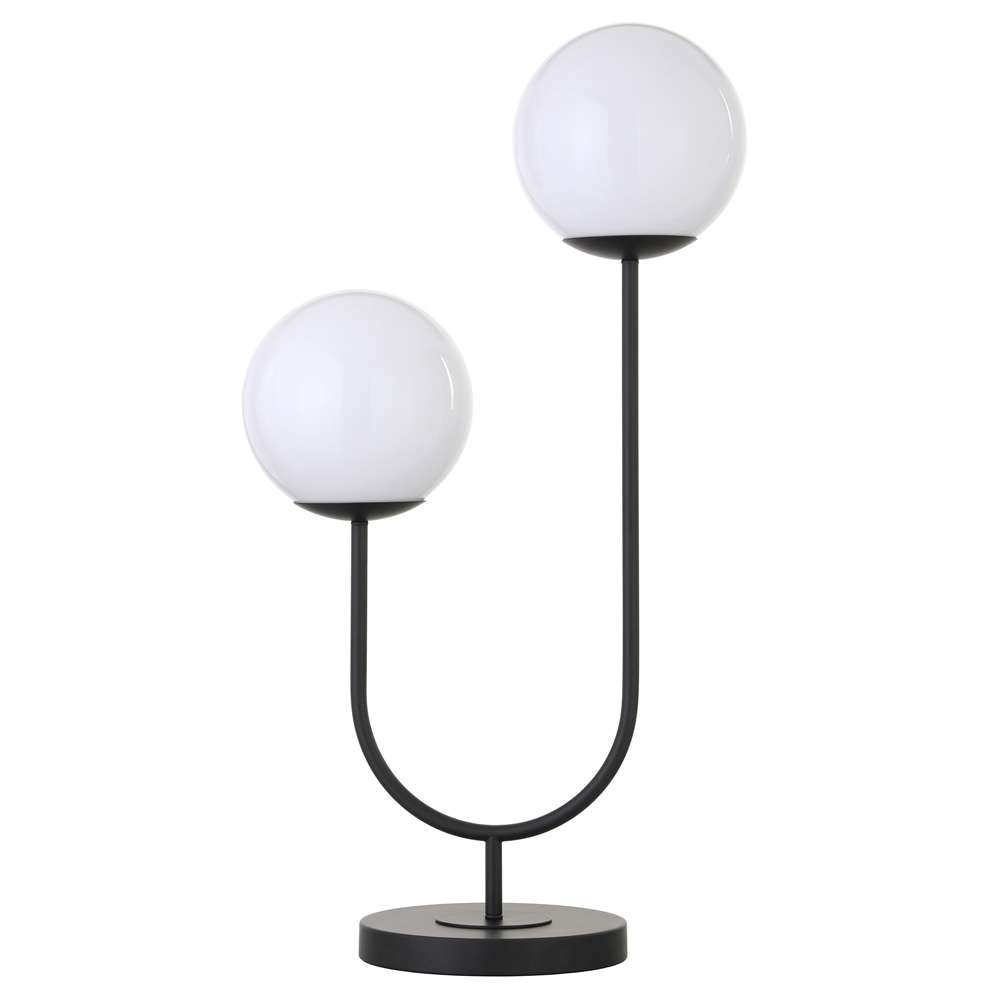 Hudson & Canal - Dufrene 2-Light Table Lamp with Glass Shades in Blackened Bronze/White Milk - TL1990 veiw 1