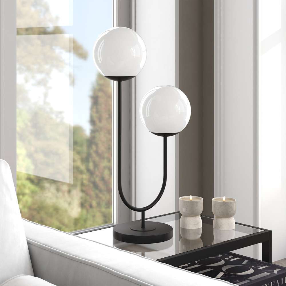 Hudson & Canal - Dufrene 2-Light Table Lamp with Glass Shades in Blackened Bronze/White Milk - TL1990 veiw 3
