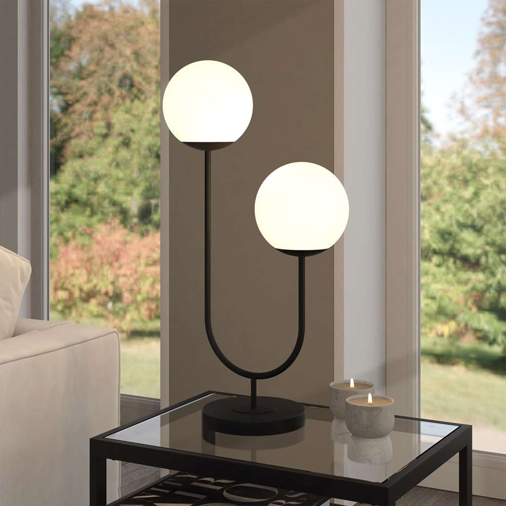 Hudson & Canal - Dufrene 2-Light Table Lamp with Glass Shades in Blackened Bronze/White Milk - TL1990 veiw 4