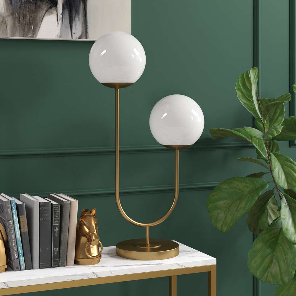 Hudson & Canal - Dufrene 2-Light Table Lamp with Glass Shades in Brass/White Milk - TL1991 veiw 3