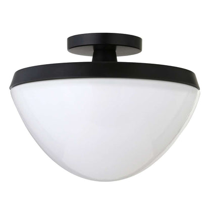 Hudson & Canal - Durant 12.62in Wide Semi Flush Mount with Glass Shade in Matte Black/White Milk - SF0804 veiw 1