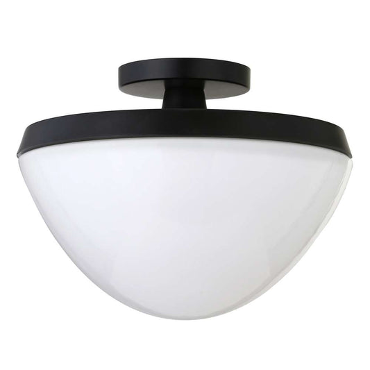 Hudson & Canal - Durant 12.62in Wide Semi Flush Mount with Glass Shade in Matte Black/White Milk - SF0804 veiw 1