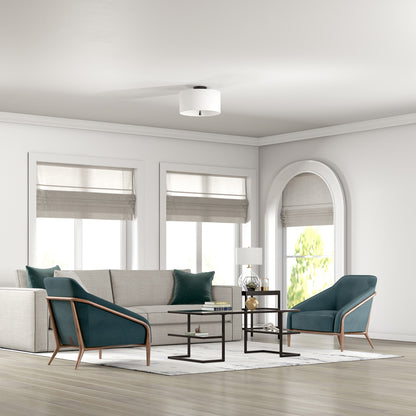 Hudson & Canal - Ellis 16in Flush Mount with Fabric Shade in Matte Black/White - SF1502