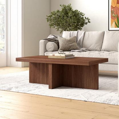 Hudson & Canal - Elna 44in Wide Rectangular Coffee Table in Satin Walnut - CT2334 veiw 4