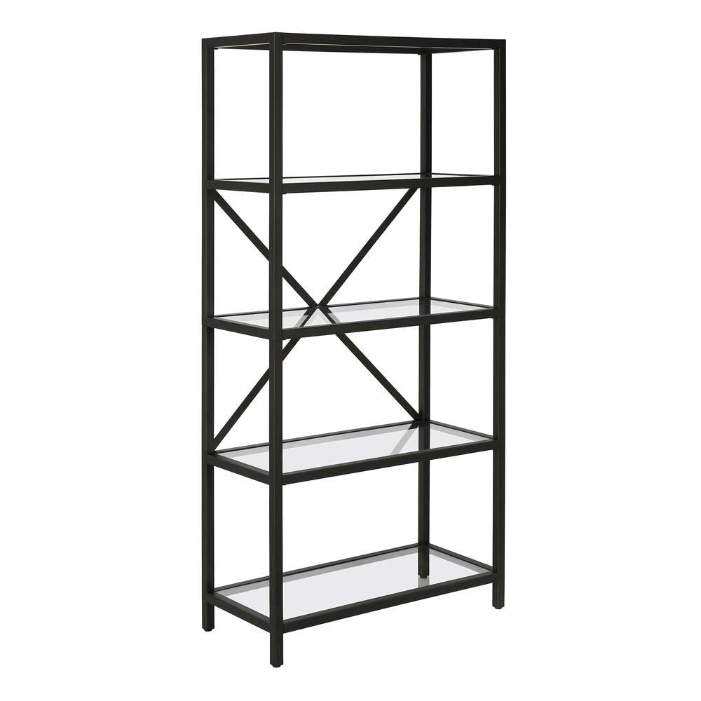 Hudson & Canal - Etta 63in Tall Rectangular Bookcase in Blackened Bronze - BK0438 veiw 1