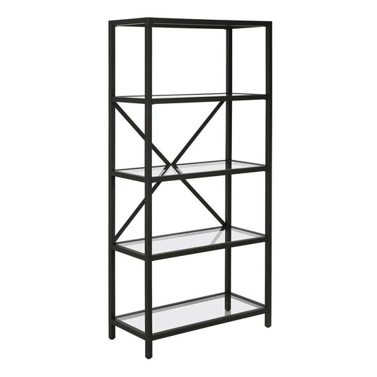 Hudson & Canal - Etta 63in Tall Rectangular Bookcase in Blackened Bronze - BK0438 veiw 1