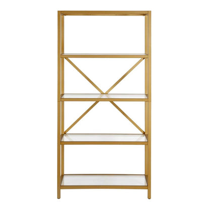 Hudson & Canal - Etta 63in Tall Rectangular Bookcase in Brushed Brass - BK0439 veiw 3