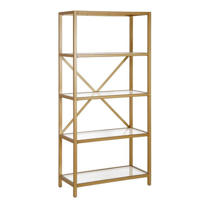 Hudson & Canal - Etta 63in Tall Rectangular Bookcase in Brushed Brass - BK0439 veiw 4