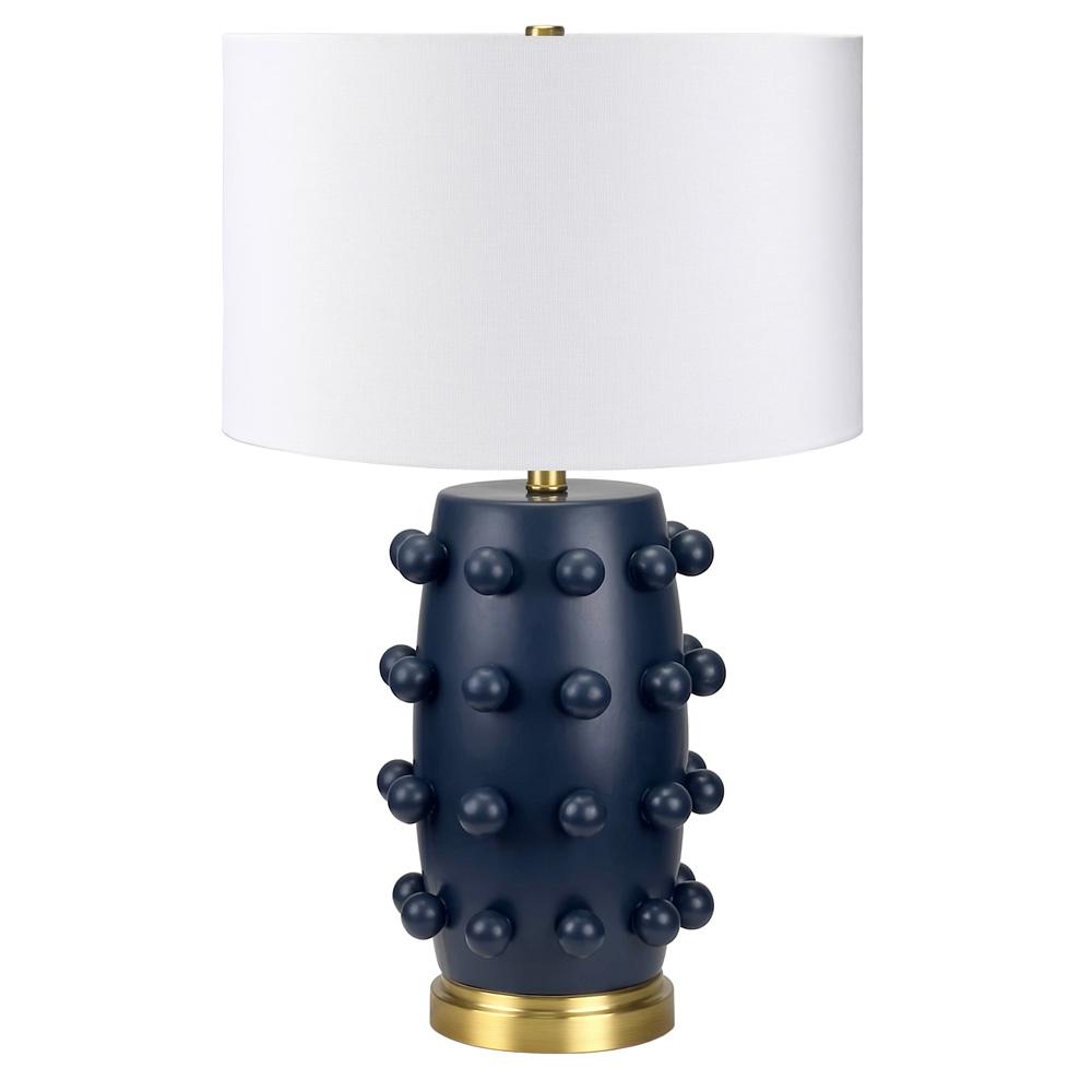 Hudson & Canal - Farrington 26in Tall Ceramic Table Lamp with Fabric Shade in Matte Navy/White - TL2194 veiw 1