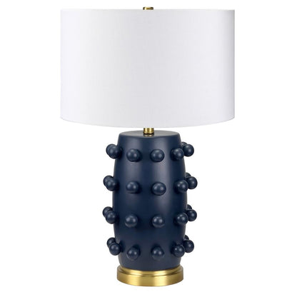 Hudson & Canal - Farrington 26in Tall Ceramic Table Lamp with Fabric Shade in Matte Navy/White - TL2194 veiw 1
