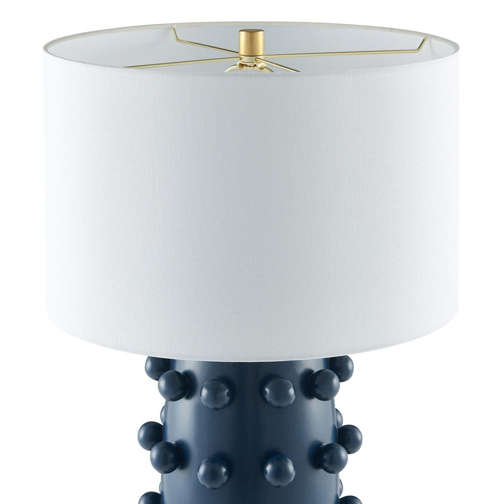 Hudson & Canal - Farrington 26in Tall Ceramic Table Lamp with Fabric Shade in Matte Navy/White - TL2194 veiw 3