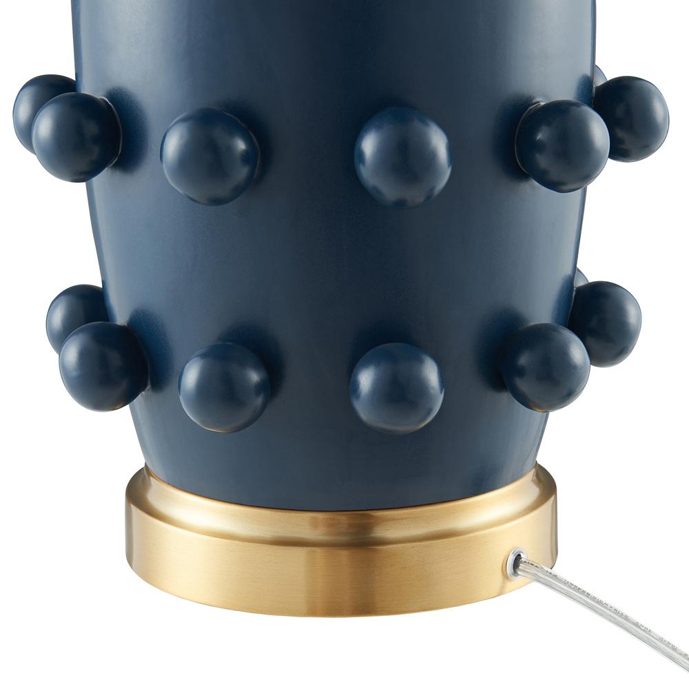 Hudson & Canal - Farrington 26in Tall Ceramic Table Lamp with Fabric Shade in Matte Navy/White - TL2194 veiw 4