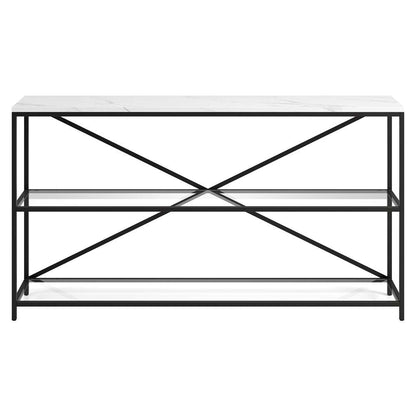 Hudson & Canal - Fionn 55in Wide Rectangular Console Table with Faux Marble Top in Blackened Bronze - AT1540 veiw 3