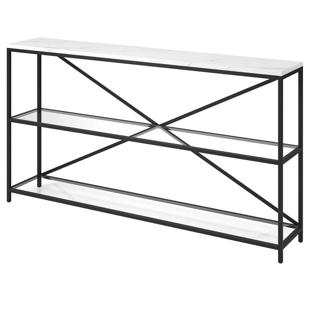 Hudson & Canal - Fionn 55in Wide Rectangular Console Table with Faux Marble Top in Blackened Bronze - AT1540 veiw 4