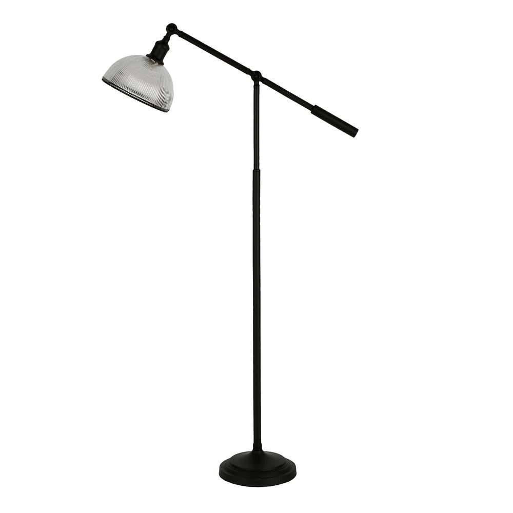Hudson & Canal - Frenkel 58in Tall Floor Lamp with Ribbed Glass Shade in Blackened Bronze/Clear - FL0421 veiw 3