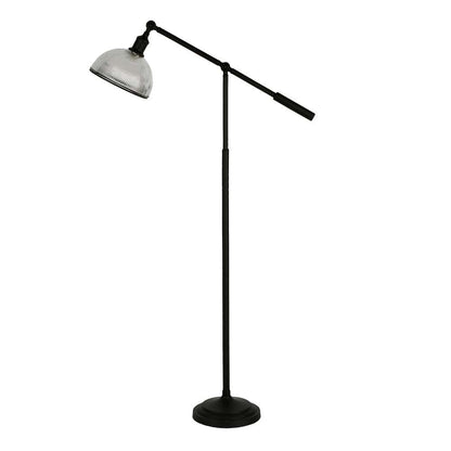 Hudson & Canal - Frenkel 58in Tall Floor Lamp with Ribbed Glass Shade in Blackened Bronze/Clear - FL0421 veiw 3