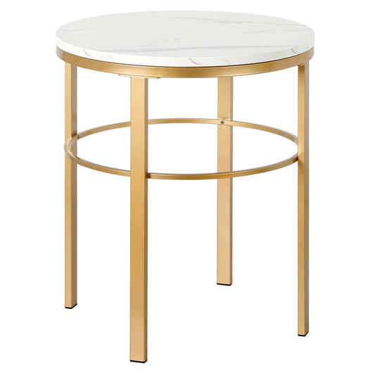 Hudson & Canal - Gaia 20in Wide Round Side Table with Faux Marble Top in Brass/Faux Marble - ST1885 veiw 1